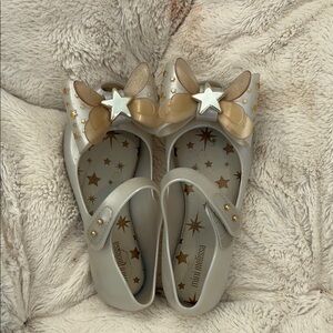 Mini Melissa Cream and Gold Star Bow Flats